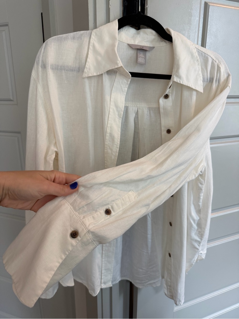 H&M Oversized Linen-blend Button-down Shirt - Picture 4 of 14